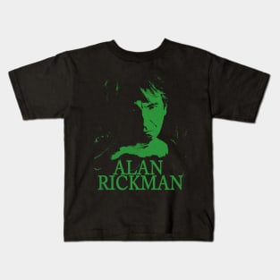 Alan Rickmanvintage//greensolid Kids T-Shirt